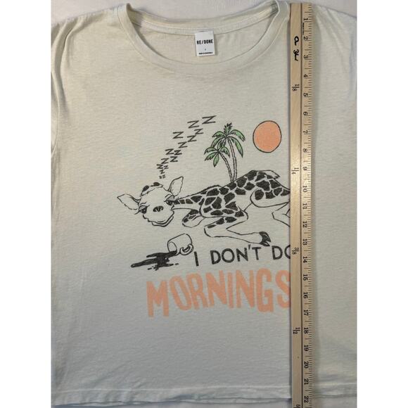 RE/DONE Hanes Giraffe Mornings T-shirt Tee White Top Vintage Ivory Cotton L - Picture 6 of 8